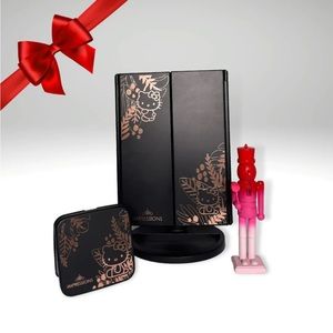 Hello kitty Impressions LED Tri-Fold and Compact Mirror Bundle Black and Gold